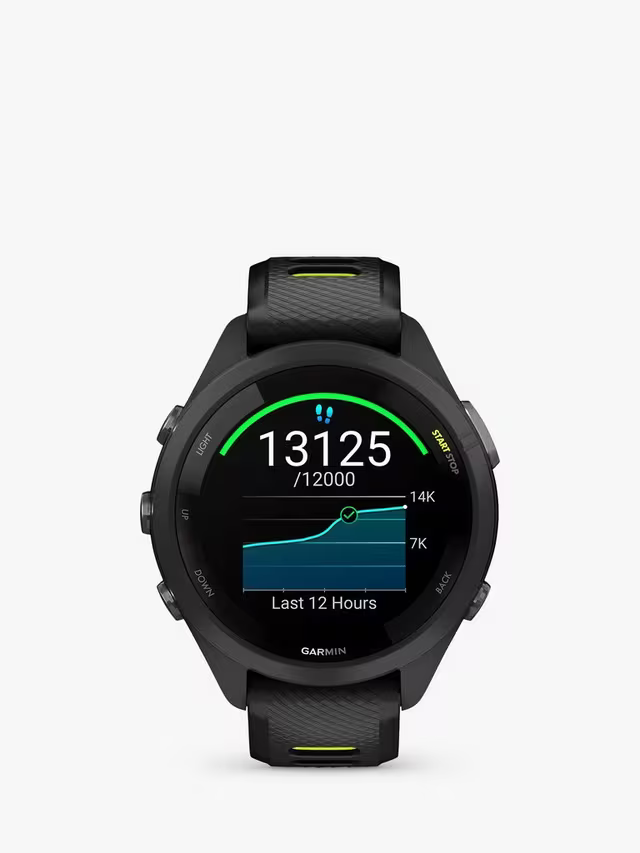 Garmin Montre de fitness GPS Forerunner 265S, fréquence cardiaque au poignet, noir/jaune