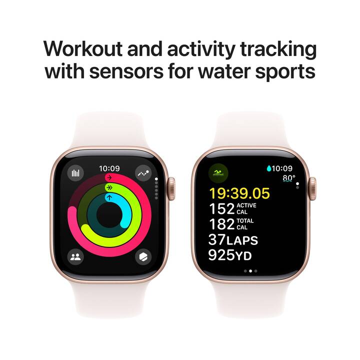 APPLE Watch Series 10 GPS (42 mm, Aluminium, Or rose, S/M)