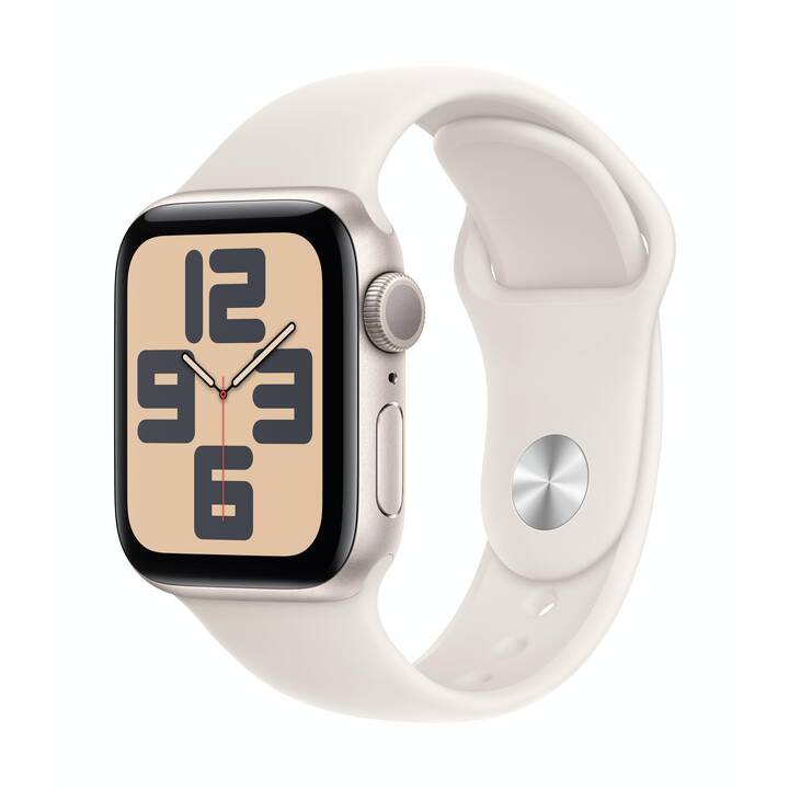 APPLE Watch SE 2024 GPS + Cellular (40 mm, Aluminium, Lumière stellaire, M/L)