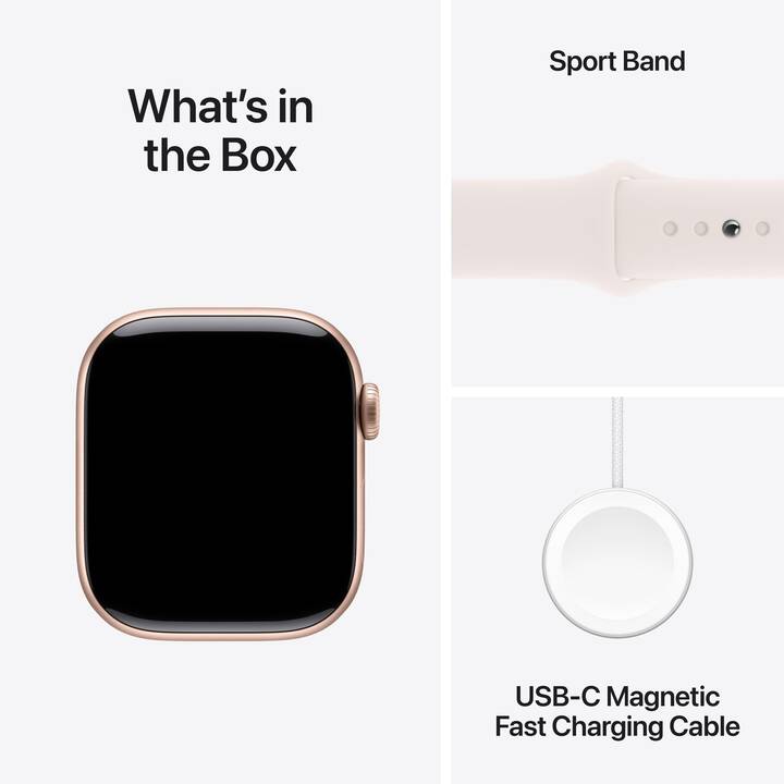 APPLE Watch Series 10 GPS (42 mm, Aluminium, Or rose, S/M)