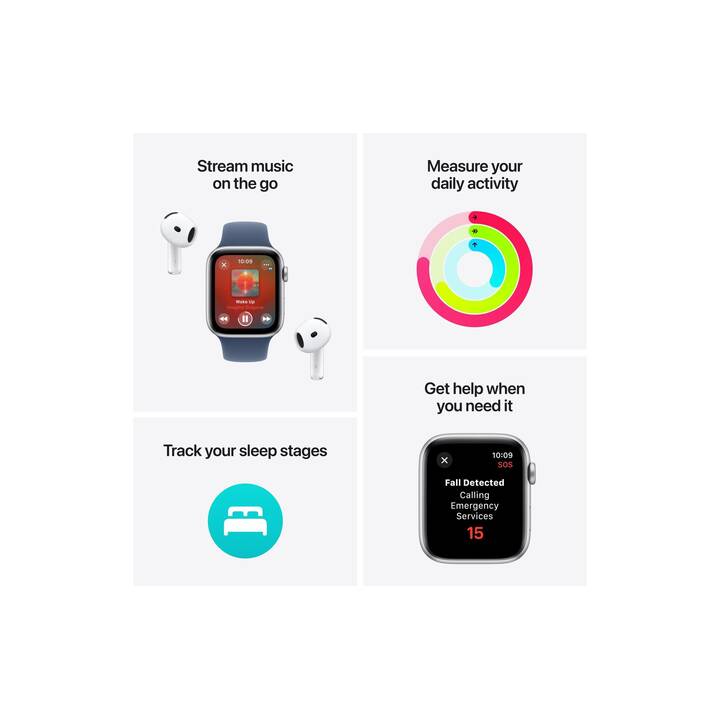 APPLE Watch SE 2024 GPS + Cellular (40 mm, Aluminium, Lumière stellaire, M/L)